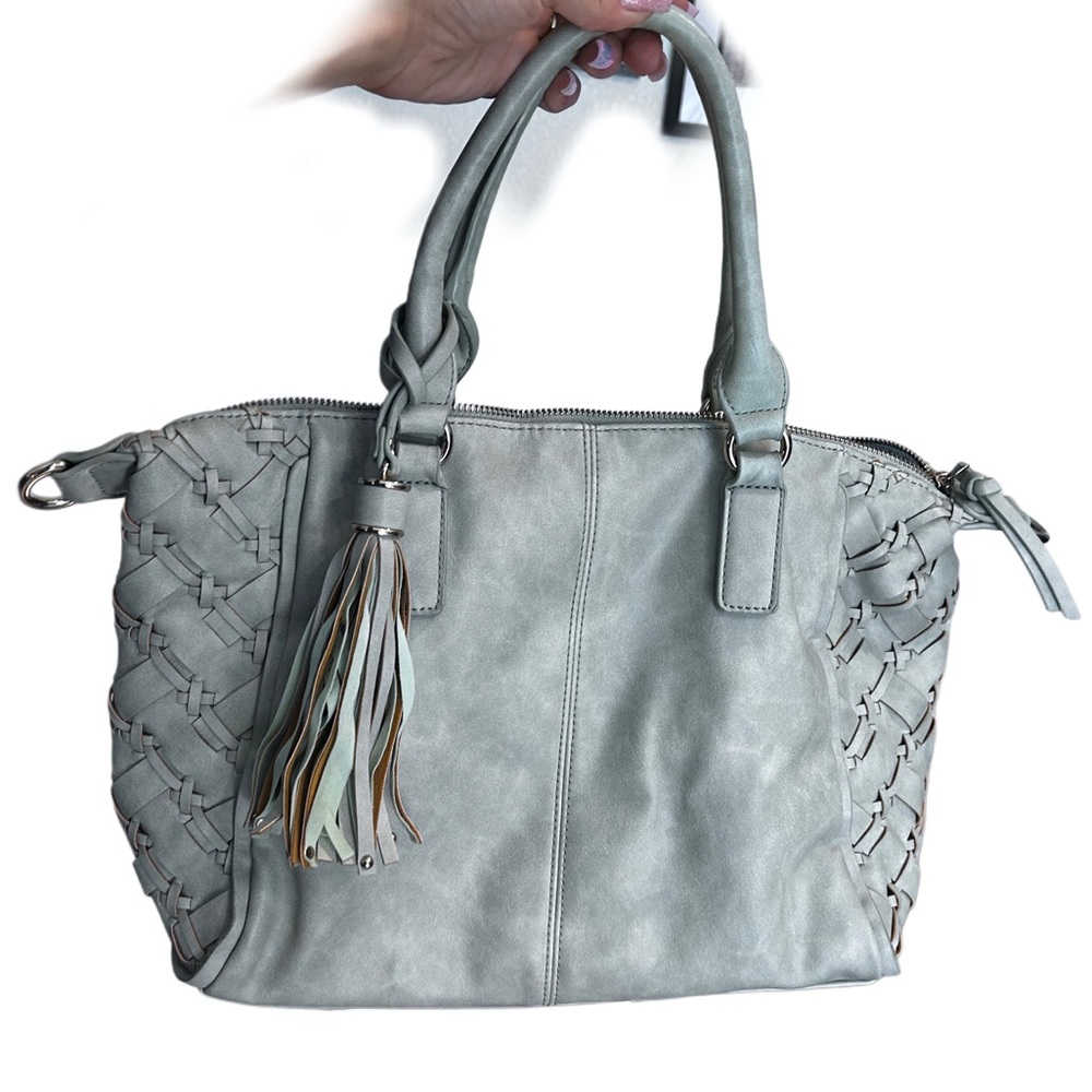 Moda Luxe Elegant Blue Gray shoulder Handbag